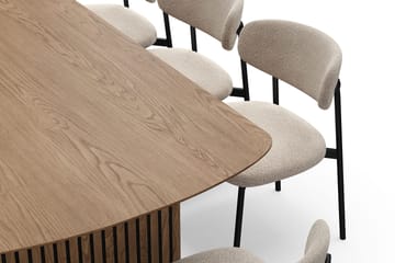 Richeto Matbord 240 cm med 8 Lucy Matstolar - Naturlig finish / Greige Bouclé / Metallben Svart - Products - Möbler - Bord & matgrupp - Matgrupp