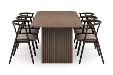 Richeto Matgrupp Rökt Ek 240 cm med 6 Cytie Karmstolar - Rökt ek - Products - Möbler - Bord & matgrupp - Matgrupp
