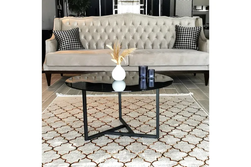 Sabani Soffbord 75 cm Runt X-formade Ben - Grå - Products - Möbler - Bord & matgrupp - Soffbord