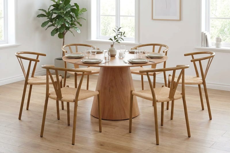 Siena Matgrupp runt 130 cm Ek med 6 Elysia Matstolar - Ek - Products - Möbler - Bord & matgrupp - Matgrupp
