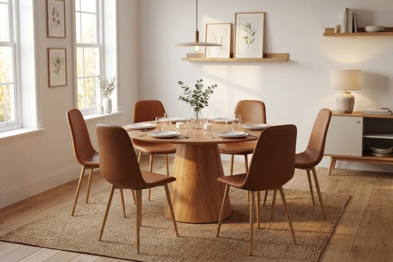 Siena Matgrupp runt 130 cm Ek med 6 Nibe Matstolar - Ek - Products - Möbler - Bord & matgrupp - Matgrupp