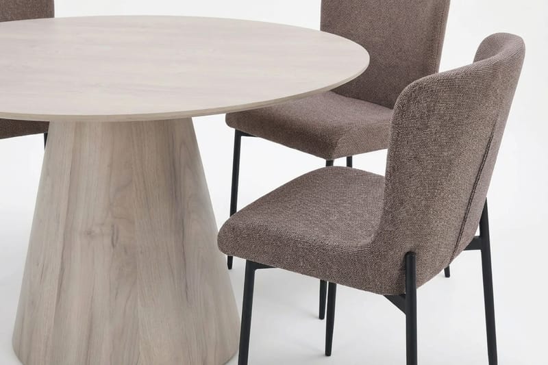 Siena Matgrupp runt 150 cm Vitlaserad med 6 Elsie Matstolar - Vitlaserad/Brun - Products - Möbler - Bord & matgrupp - Matgrupp