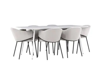 Silar Matgrupp 180 cm Rektangul är med 6 Evelina stolar - Vit/Grå - Products - Möbler - Bord & matgrupp - Matgrupp