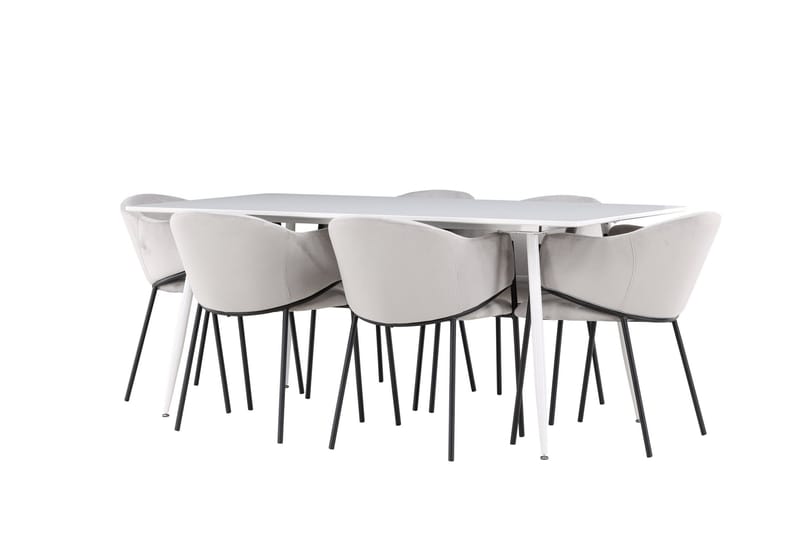 Silar Matgrupp 180 cm Rektangulär med 6 Evelina stolar - Vit/Grå - Products - Möbler - Bord & matgrupp - Matgrupp