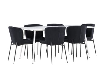 Silar Matgrupp 180 cm Rektangulär med 6 Modesto stolar - Vit/Svart - Products - Möbler - Bord & matgrupp - Matgrupp
