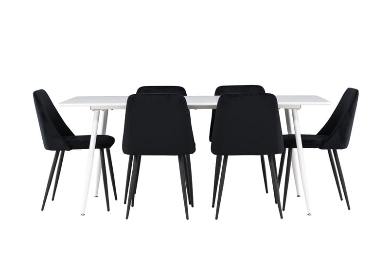 Silar Matgrupp 180 cm Rektangulär med 6 Night stolar - Vit/Svart - Products - Möbler - Bord & matgrupp - Matgrupp