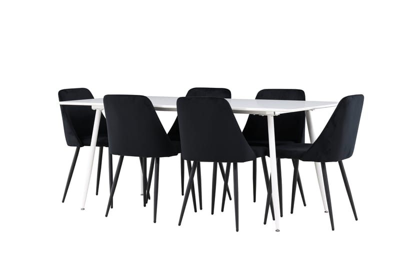 Silar Matgrupp 180 cm Rektangulär med 6 Night stolar - Vit/Svart - Products - Möbler - Bord & matgrupp - Matgrupp