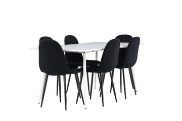 Silar Matgrupp 180 cm Rektangulär med 6 Polar stolar - Vit/Svart - Products - Möbler - Bord & matgrupp - Matgrupp