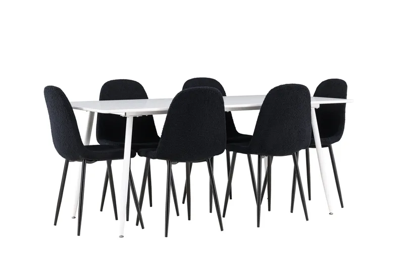 Silar Matgrupp 180 cm Rektangulär med 6 Polar stolar - Vit/Svart - Products - Möbler - Bord & matgrupp - Matgrupp