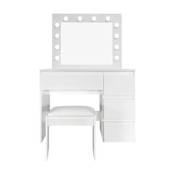 Glow Sminkbord 94 cm med spegel lådor och pall - LED Belysning - Vit - Products - Möbler - Bord & matgrupp - Sminkbord & toalettbord