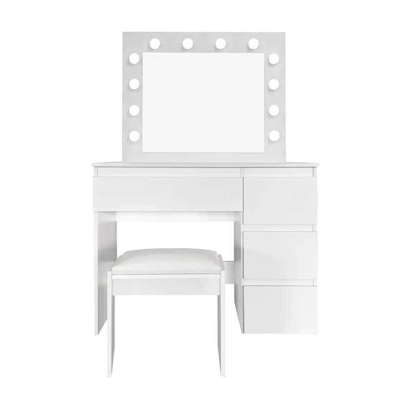 Glow Sminkbord 94 cm med spegel lådor och pall - LED Belysning - Vit - Products - Möbler - Bord & matgrupp - Sminkbord & toalettbord