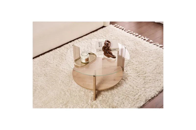 Soffbord Clara 75 cm med Glasskiva - Safir Ek / Transparent - Products - Möbler - Bord & matgrupp - Soffbord