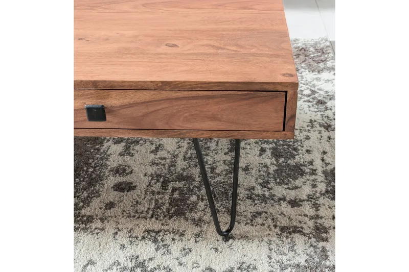 Langner Soffbord 60 cm med Förvaring 2 Lådor + Hyllor - Akacia/Svart - Products - Möbler - Bord & matgrupp - Soffbord - Soffbord med förvaring