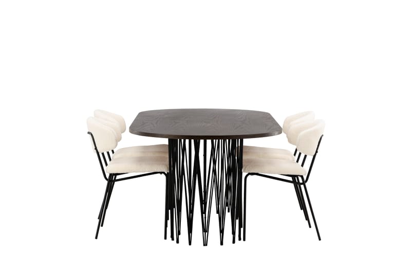 Stone Matgrupp 220 cm Oval med 4 Chico Stolar - Svart - Products - Möbler - Bord & matgrupp - Matgrupp