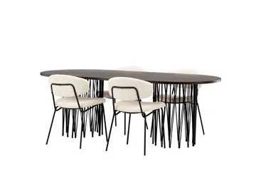 Stone Matgrupp 220 cm Oval med 4 Chico Stolar - Svart - Products - Möbler - Bord & matgrupp - Matgrupp