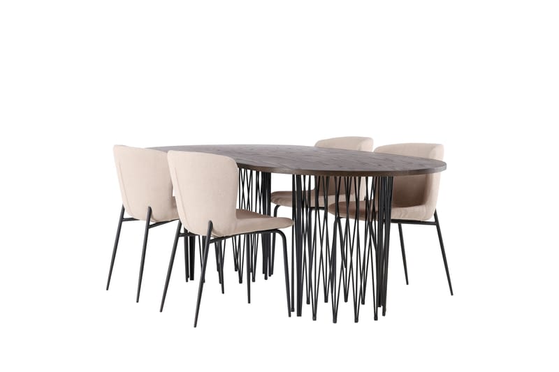 Stone Matgrupp 220 cm Oval med 4 Modesto stolar - Beige - Products - Möbler - Bord & matgrupp - Matgrupp
