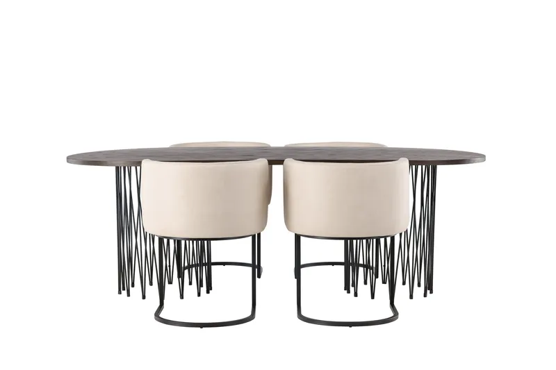 Stone Matgrupp 220 cm Oval med 4 Simrishamn stolar, Beige