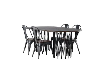 Stone Matgrupp 220 cm Oval med 4 Tempe stolar - Mocca - Products - Möbler - Bord & matgrupp - Matgrupp