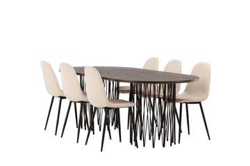 Stone Matgrupp 220 cm Oval med 6 Polar stolar - Beige - Products - Möbler - Bord & matgrupp - Matgrupp