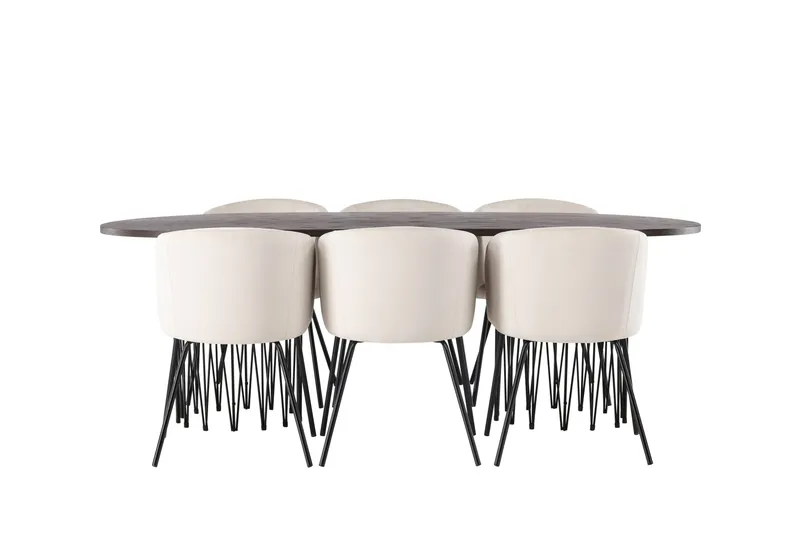 Stone Matgrupp 220 cm Rektangulär med 6 Berit stolar - Beige - Products - Möbler - Bord & matgrupp - Matgrupp