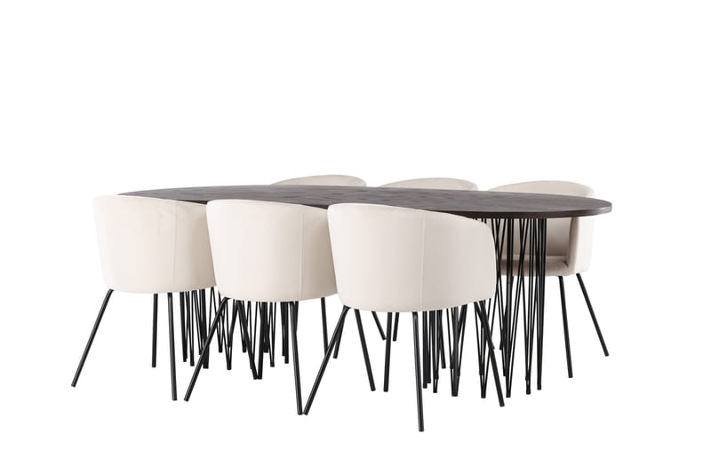 Stone Matgrupp 220 cm Rektangulär med 6 Berit stolar - Beige - Products - Möbler - Bord & matgrupp - Matgrupp