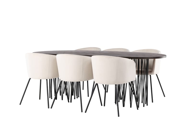 Stone Matgrupp 220 cm Rektangulär med 6 Berit stolar - Beige - Products - Möbler - Bord & matgrupp - Matgrupp