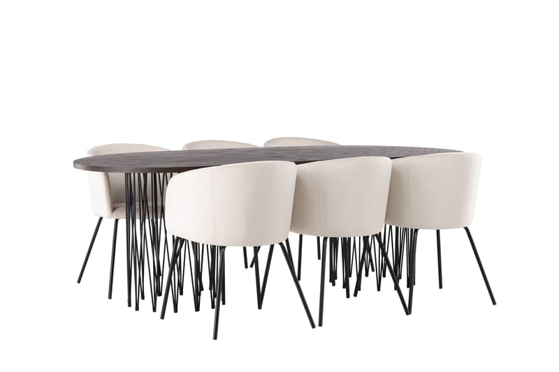 Stone Matgrupp 220 cm Rektangulär med 6 Berit stolar - Beige - Products - Möbler - Bord & matgrupp - Matgrupp