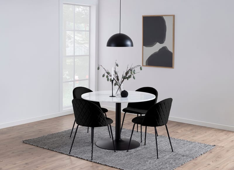 Tarifa matbord Ø110 cm - Vit marmor/svart - Vit marmor/svart - Products - Möbler - Bord & matgrupp - Matbord & köksbord