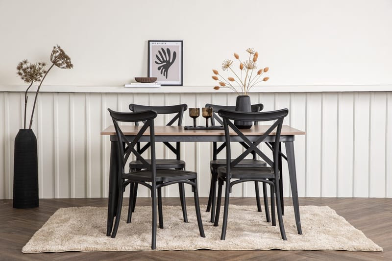 Tempe Matgrupp 140 cm Rektangulär med 4 Crosett stolar - Svart - Products - Möbler - Bord & matgrupp - Matgrupp