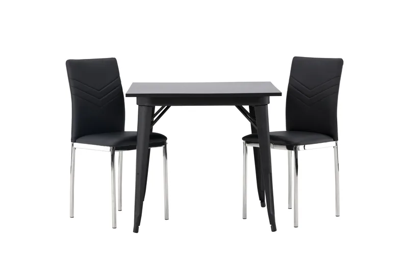 Tempe Matgrupp 80 cm Rektangulär med 2 Lily stolar, Svart