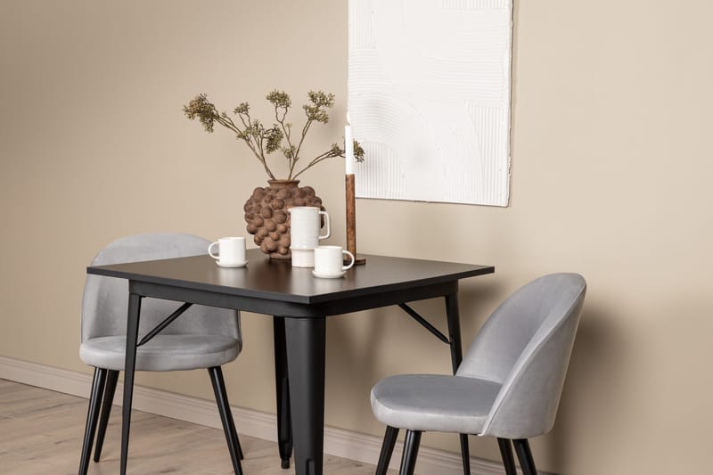 Tempe Matgrupp 80 cm Rektangulär med 2 Velvet stolar - Svart - Products - Möbler - Bord & matgrupp - Matgrupp