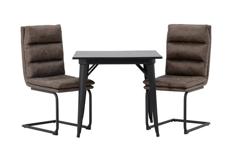 Tempe Matgrupp 80 cm Rektangulär med 2 Zizo stolar, Svart