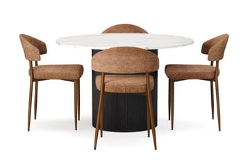 Uppveda Matbord 120 cm Rund med 4 st Jairam Matstolar - Svart/Vit - Products - Möbler - Bord & matgrupp - Matgrupp