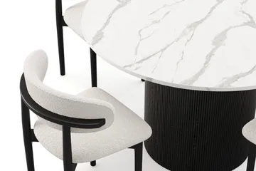 Uppveda Matbord 120 cm Rund med 4 st Jaiveer Matstolar - Svart/Vit - Products - Möbler - Bord & matgrupp - Matgrupp