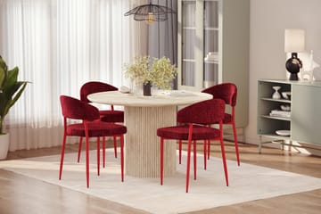 Uppveda Runt Matbord 120cm Travetin utseende med 4 st Jairam Matstolar - Beige - Products - Möbler - Bord & matgrupp - Matgrupp