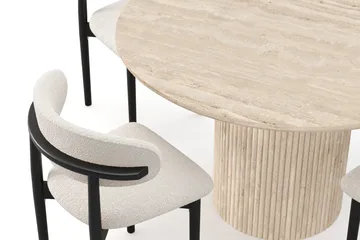 Uppveda Runt Matbord 120cm Travetin utseende med 4 st Jaiveer Matstolar - Beige - Products - Möbler - Bord & matgrupp - Matgrupp