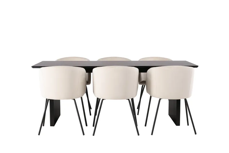 Vail Matgrupp 200 cm Rektangulär med 6 Berit stolar, Beige