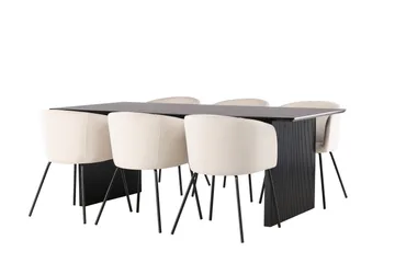 Vail Matgrupp 200 cm Rektangulär med 6 Berit stolar - Beige - Products - Möbler - Bord & matgrupp - Matgrupp