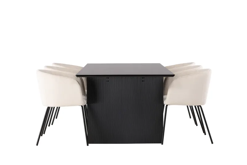 Vail Matgrupp 200 cm Rektangul är med 6 Berit stolar - Beige - Products - Möbler - Bord & matgrupp - Matgrupp