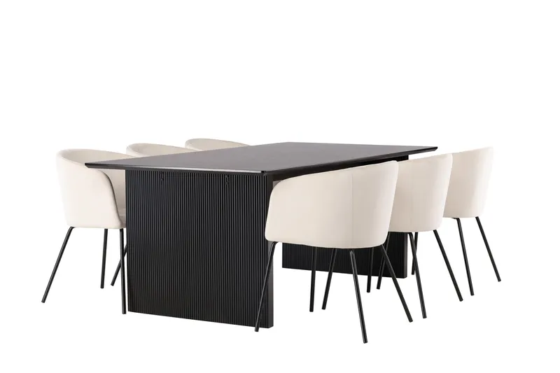 Vail Matgrupp 200 cm Rektangulär med 6 Berit stolar - Beige - Products - Möbler - Bord & matgrupp - Matgrupp