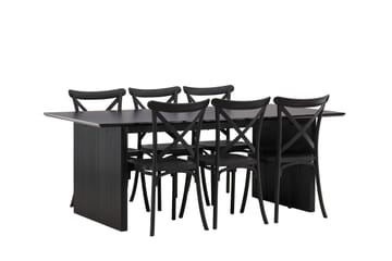 Vail Matgrupp 200 cm Rektangulär med 6 Crosett stolar - Svart - Products - Möbler - Bord & matgrupp - Matgrupp