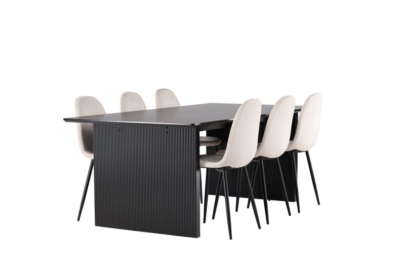 Vail Matgrupp 200 cm Rektangulär med 6 Polar stolar - Beige - Products - Möbler - Bord & matgrupp - Matgrupp