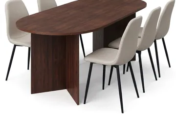 Vera Matgrupp rektangulärt 180 cm Valnöt med 6 Nibe Matstolar - Valnöt - Products - Möbler - Bord & matgrupp - Matgrupp
