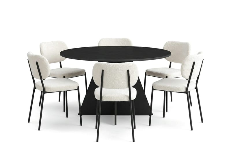 Vera Matgrupp runt 130 cm Svart med 6 Gemmiano Matstolar - Svart - Products - Möbler - Bord & matgrupp - Matgrupp