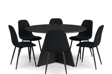 Vera Matgrupp runt 130 cm Svart med 6 Nibe Matstolar - Svart - Products - Möbler - Bord & matgrupp - Matgrupp