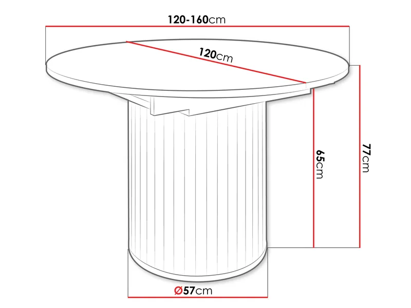 Veyricor Förlängningsbart Matbord 120-160 cm Rund - Beige - Products - Möbler - Bord & matgrupp - Matbord & köksbord