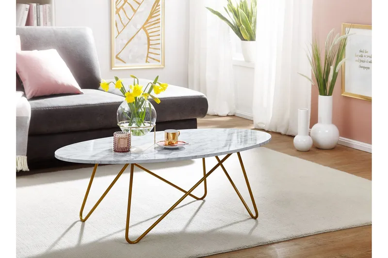 Willowdale Soffbord 120 cm Ovalt - Vit/Guld - Products - Möbler - Bord & matgrupp - Soffbord