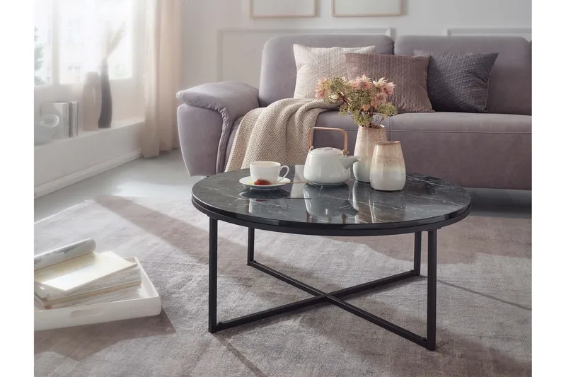 Willowdale Soffbord 80 cm Runt - Svart/Grå - Products - Möbler - Bord & matgrupp - Soffbord