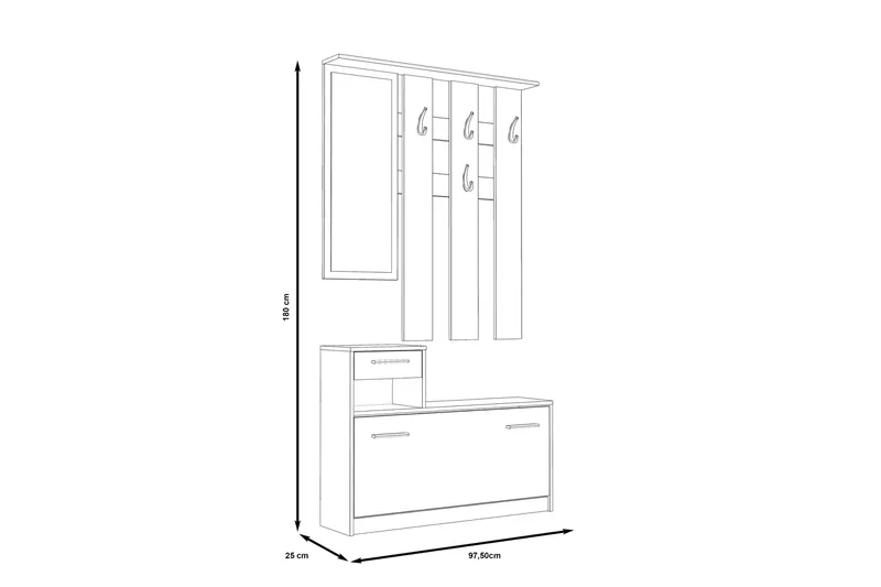 Breslau Hallmöbelset 98x180 cm - Beige/Brun/Vit - Products - Möbler - Hallmöbler - Möbelset för hall & entre