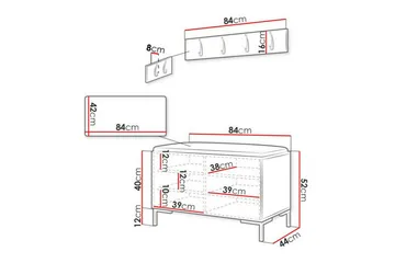 Dunvegan Hallmöbelset 84x44 cm White - Products - Möbler - Hallmöbler - Möbelset för hall & entre